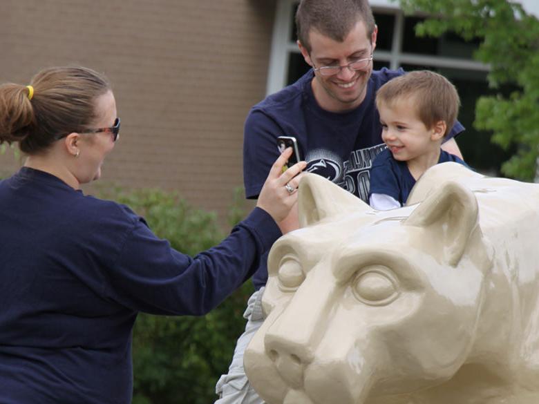Penn State family enjoying the Lion Shrine